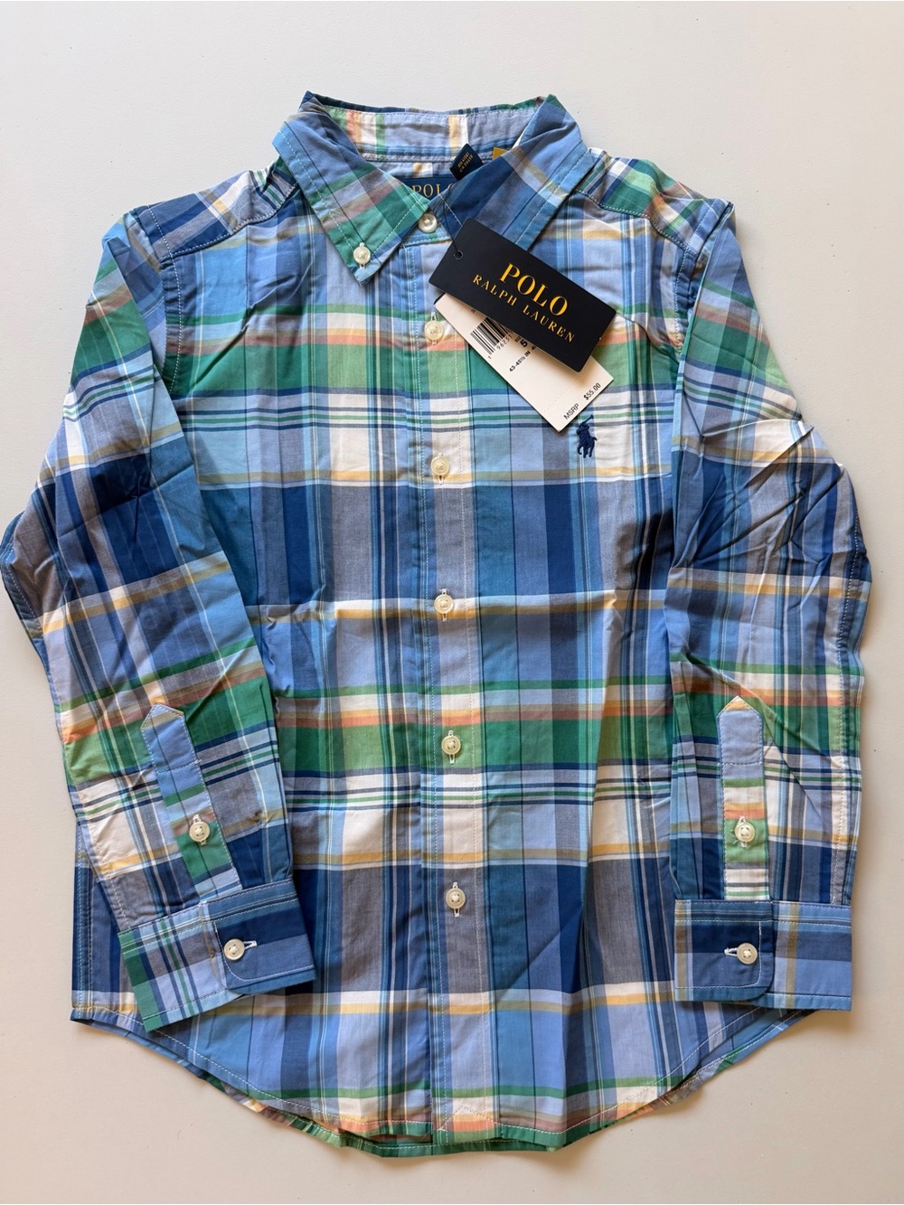 Ralph Lauren Blue, Green & Yellow Plaid Button-Down Shirt